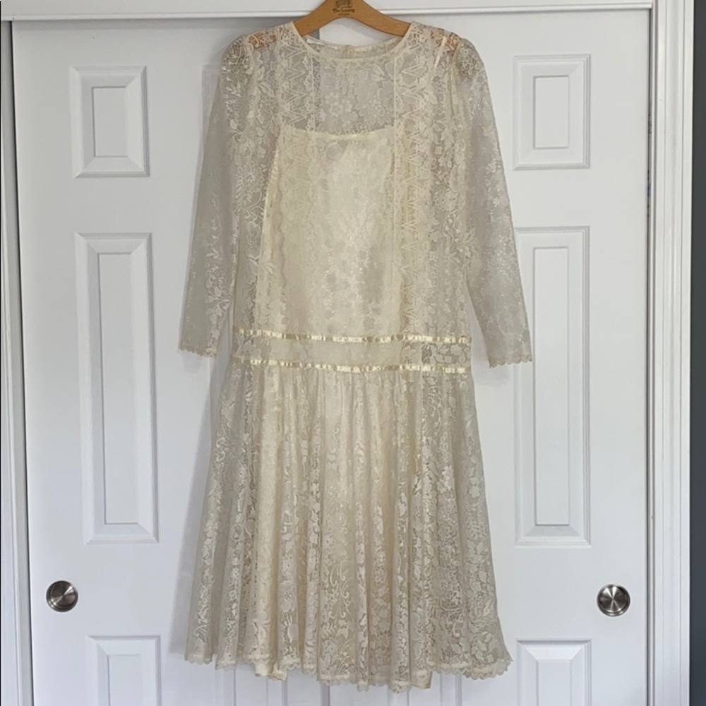 Vintage 80's McClintock GUNNE SAK Ivory Lace Dress